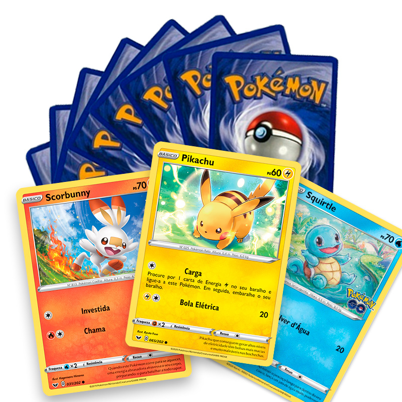 Pacote Cartas Pokémon 20 Unidades Sem Repetição Douradas Tcg