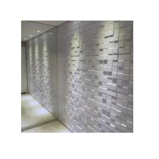 20UNI.PLACA 3D - DECORATIVA PVC PRETO E BRANCO QUADRICULADO