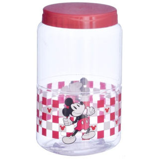 POTE DE PLASTICO PVC REDONDO PARIS MICKEY COM TAMPA VERMELHA 1600ML