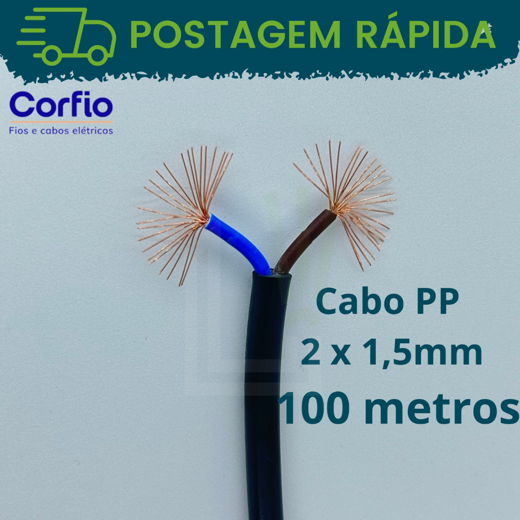 Cabo Pp X Mm Metros Flex Vel Vias Preto Corfio V Inmetro Fio Pp Para Ilumina O