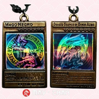 Colar cartas Yugioh - Mago negro - Dragao Branco - yugi - enigma milênio - anime geek nerd otaku - cordao com Regulagem