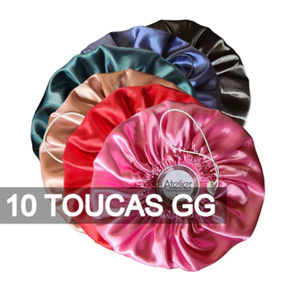Kit 10 Toucas Cetim GG Dupla Face Com Elástico Regulável
