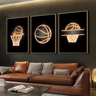 Quadro Decorativos 3 peças Grande 120x60CM Basketball,decore com estilo seu quarto,sala,área privativa,escritório ,pub,bar.