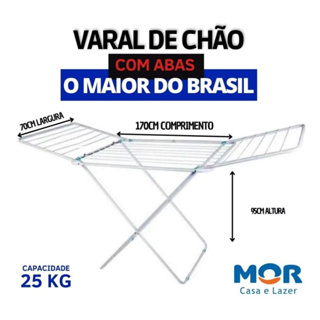 Varal de Chão Roupa Mor Casa Apartamento Dobrável Grande Aguenta 16kg  Decoração