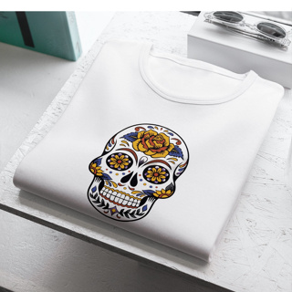 Camiseta Preta Masculina Caveira Mexicana Catrina Diamante