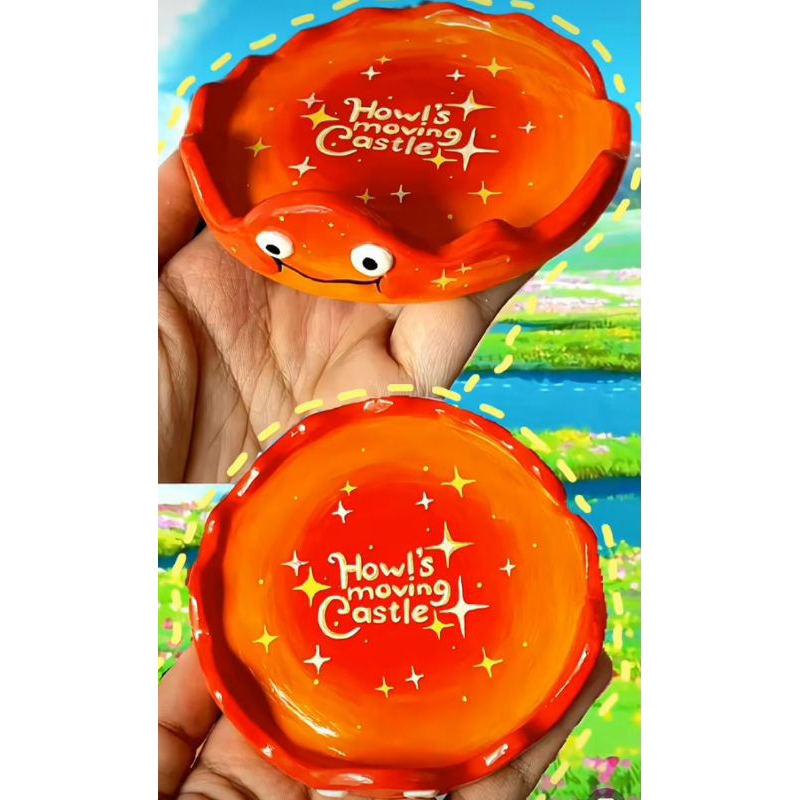 Porta joias copo Calcifer decoração organizador necessaire escritório
