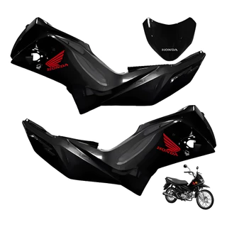 Kit Carenagem Frontal Pop 110 2016 A 2023 Preto Adesivado Paramotos