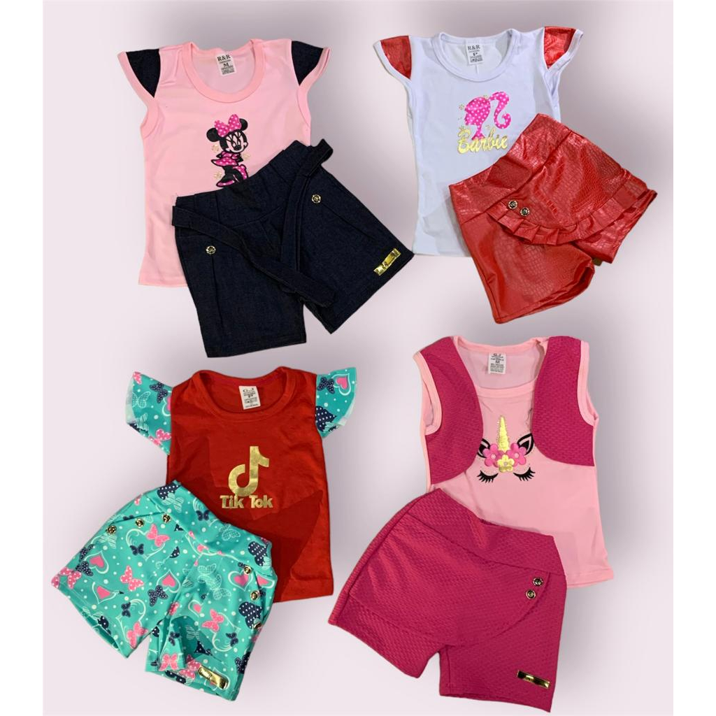 Conjunto Feminino Infantil Diversas Estampas Roupas de Menina | Shopee ...