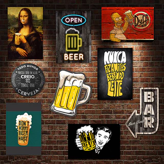 Kit Com 9 Placas Decorativas Em Mdf - Bebidas Retrô Bar