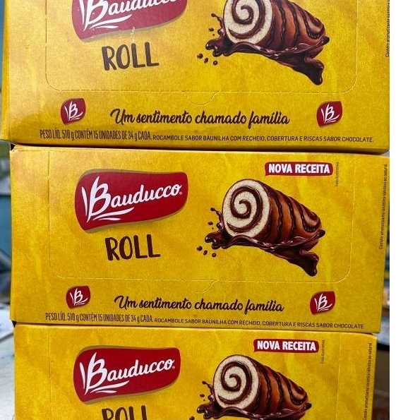 Rocambole Chocolate com Recheio de Brigadeiro Bauducco Roll Pacote 34g