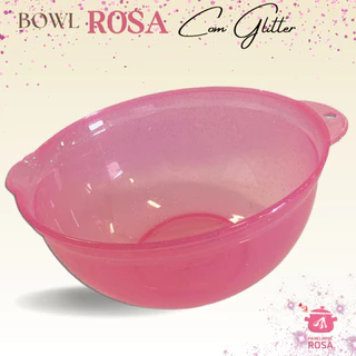 Bowl Bacia Pote Rosa com Gliter para bolo saladas massas