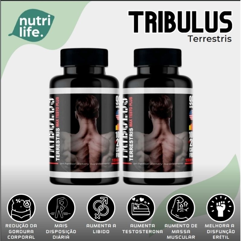 tribul.. terrestris max-testo-plus 1500 kit 2 unidades de 120 capsulas