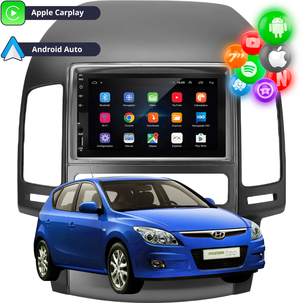 Central Multimidia Hyundai i30 Android Auto & Apple Wireless Carplay ...
