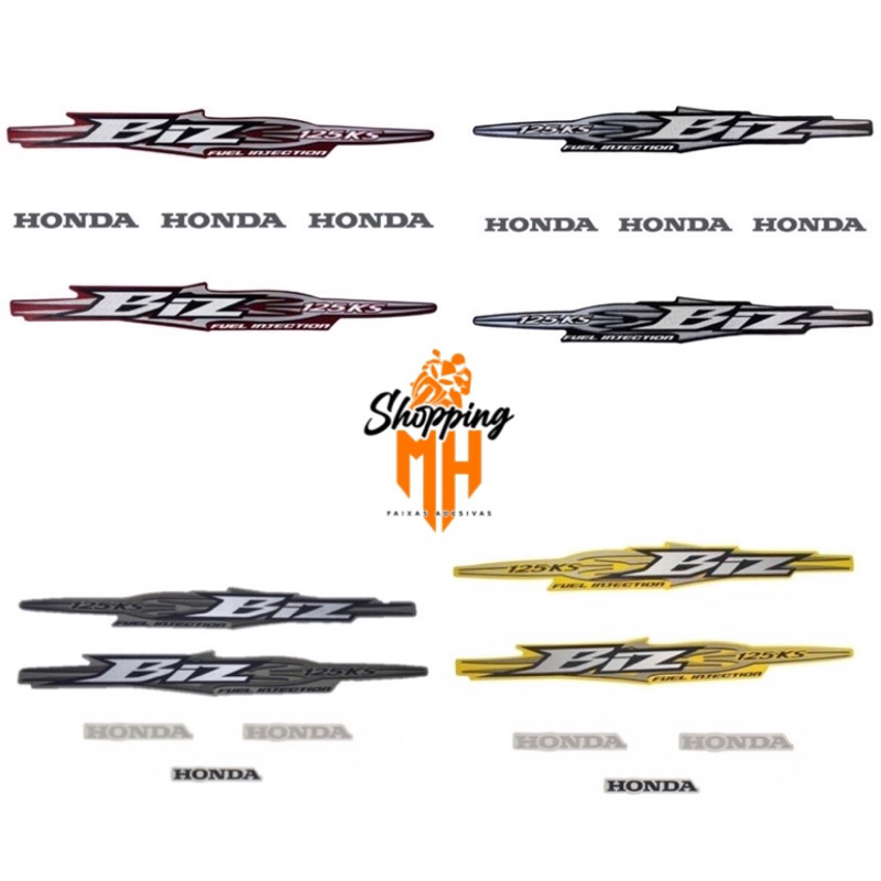 Faixa Biz 125 + 09 - Moto Cor Vermelha 10164 - Kit Adesivos