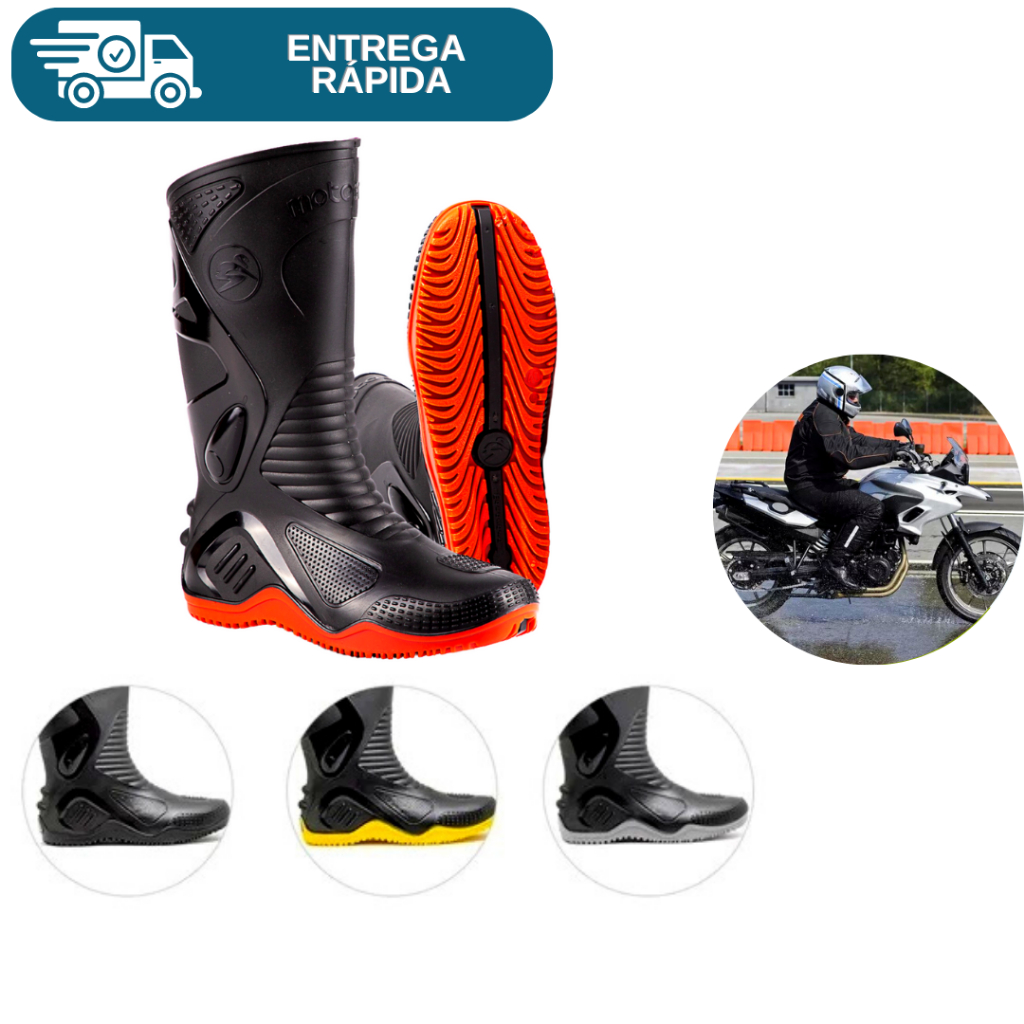 Bota De Chuva 100% Impermeável Antiderrapante Motosafe