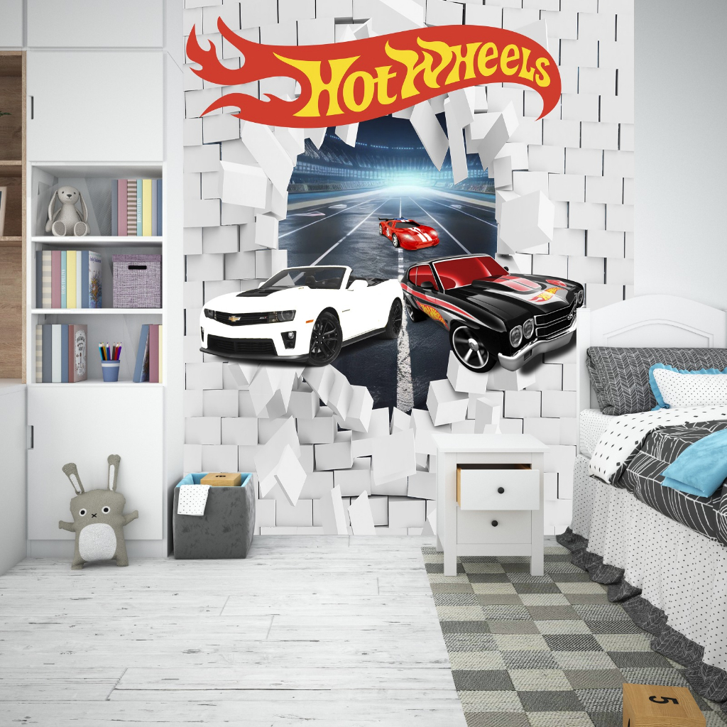 Papel De Parede Hot Wheels Carros Pista Forza 5m² Nhw13 no Shoptime