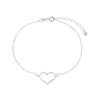 Pulseira Coração Vazado Feminina Prata 925 Legítima