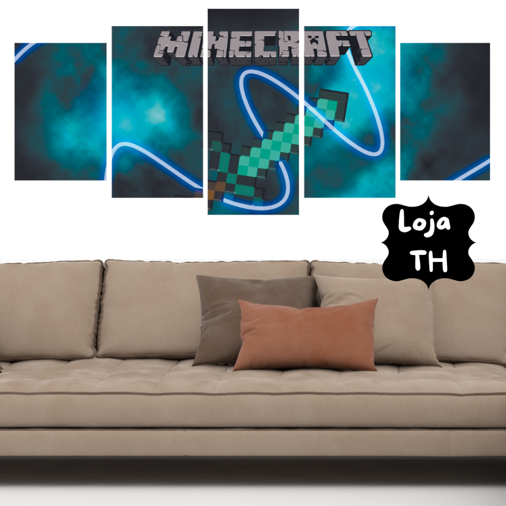 Quadros Decorativos Kit 5 Peças Mosaico Vídeo Game Espada de Diamante  Minecraft Jogo | Shopee Brasil