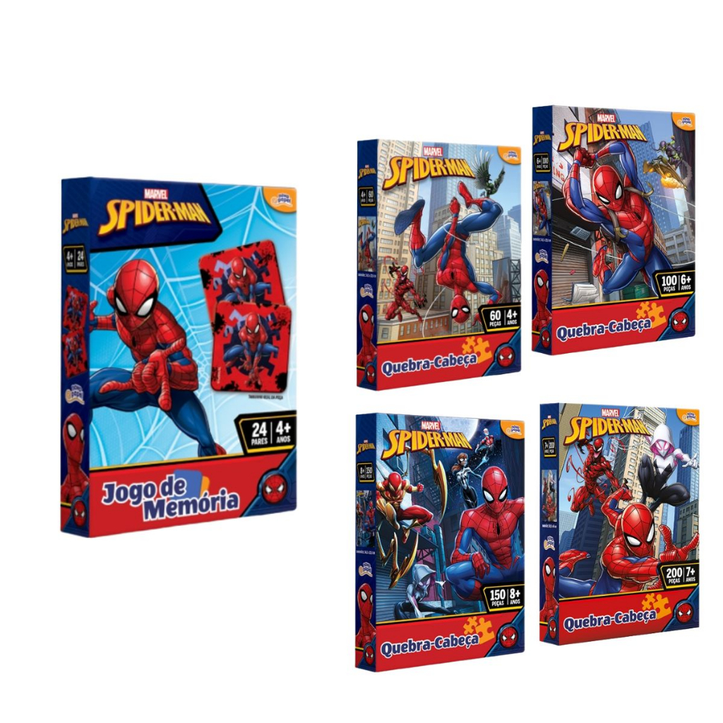 Kit 3 Jogos Homem Aranha Marvel Jogo Da Memória QuebraCabeça e Bingo  Toyster - Jogos de Memória e Conhecimento - Magazine Luiza