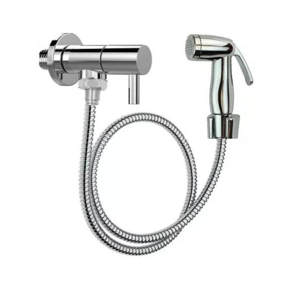 Ducha Higiênica Completa Luxo Registro Metal Cromada Mangueira 1,20 Mt 1/4 Volta