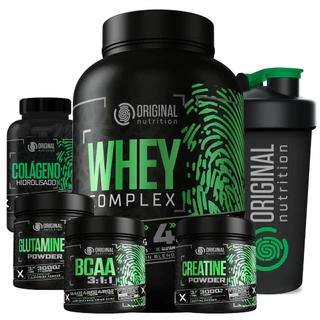 Kit Whey Complex + Bcaa + Gluta + Crea + Colágeno+ Shaker