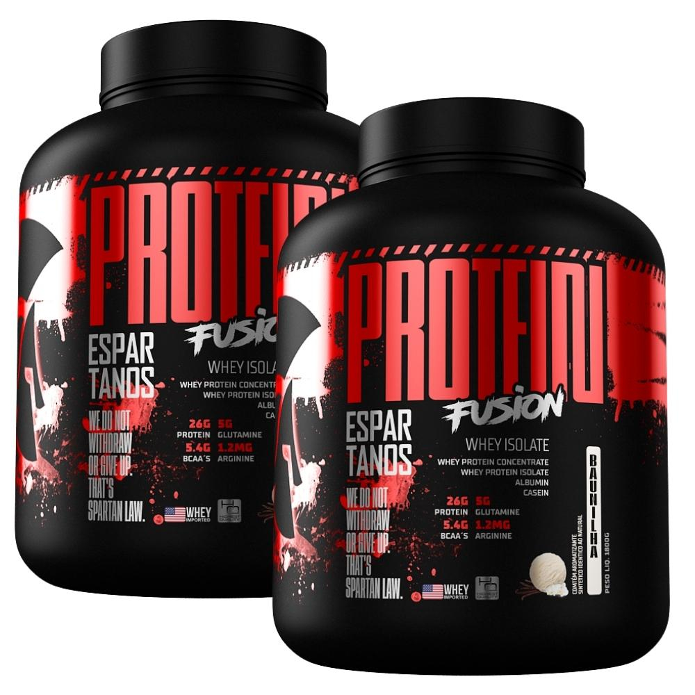 Kit 2x Protein Fusion Whey Protein Isolado 1800g Espartanos – Combo de Suplementos Massa Muscular