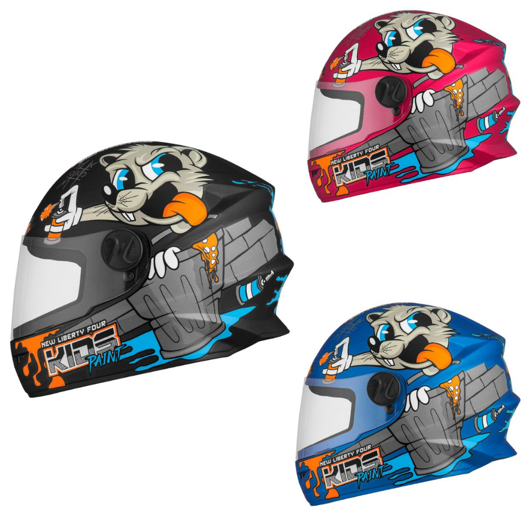 Capacete Infantil Moto Fechado Masculino Paint Kids Menino