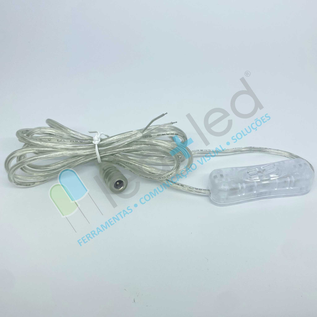 Rabicho Cabo Cristal Interruptor Liga Desliga P4 para Fita Neon LED Abajur