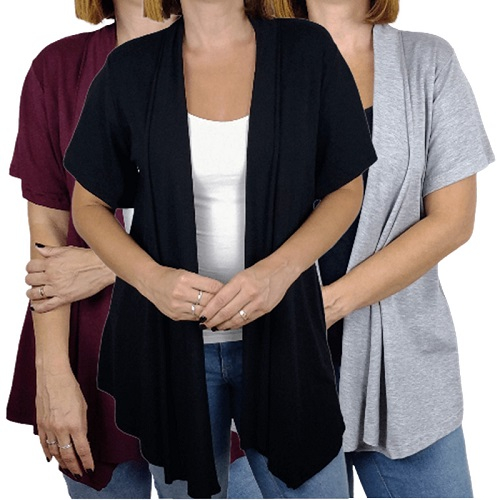 Cardigan Manga Curta Feminino Kimono Elegante