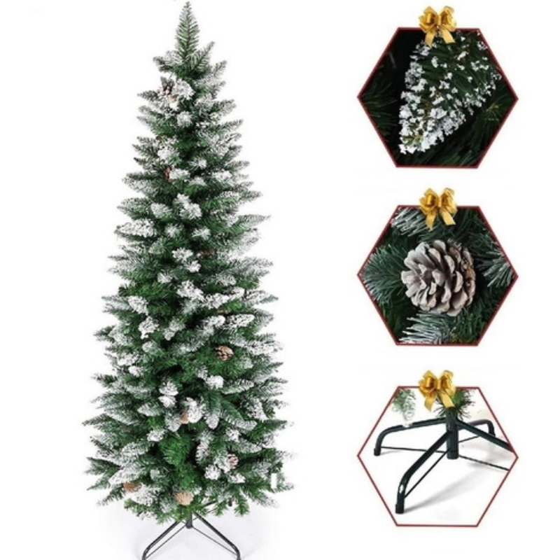 Árvore de Natal Árvore de Natal Árvore de Natal artificial neve flocada com  enfeites de estrelas e pernas de metal sólido e leve Árvores decoradas para  lojas de escritórios domésticos e hotéis (#