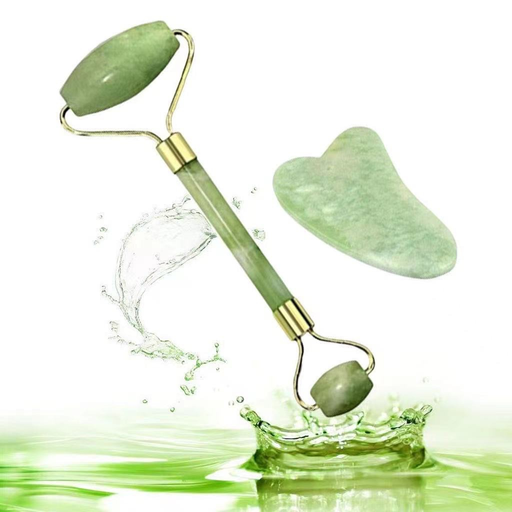 Rolo Pedra de Jade Placa Gua Sha Massagem Facial Anti Ruga | Shopee Brasil