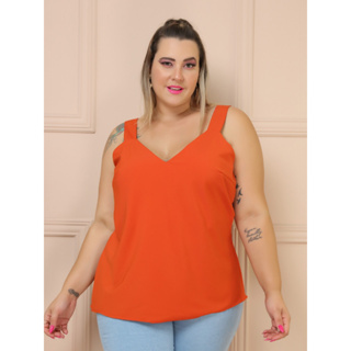 Blusa feminina Regata Plus Size Bolinha Gola V Com Alça Média Tendência B11/B171