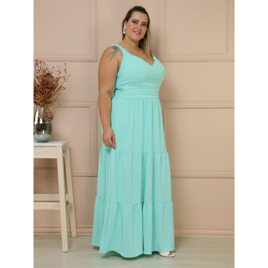 Vestido Plus Size em Viscolinho Pipoca - Donna Vanda Modas