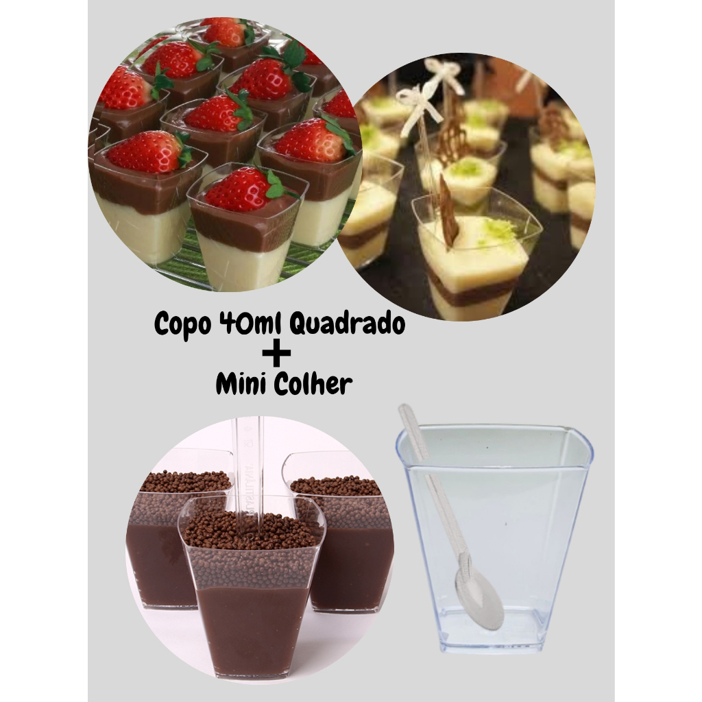 Kit Mini Colher + Mini Copinho 40ml 100pçs - 50 Copinhos + 50 ...