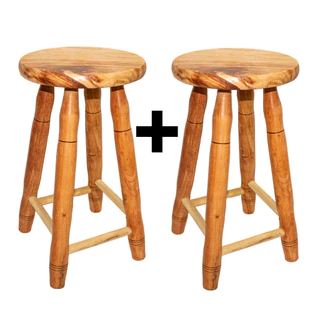 2 Bancos Madeira 50 Cm Padrão Ass Redondo Banqueta Maciço