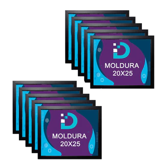 Kit 10 Moldura 20X25 com Eucatex (MDF) Preta ou Branca