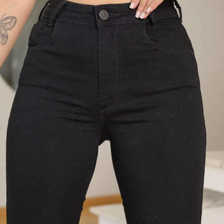 Diretriz Jeans Calça Jeans Feminina Premium com Lycra na Cor Preta Modelagem Confort Do 36 ao 44
