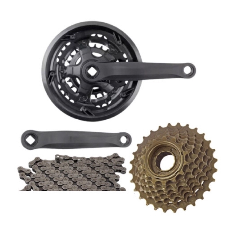 Kit Relação Bicicleta Pedivela Catraca Corrente 21 Velocidades em