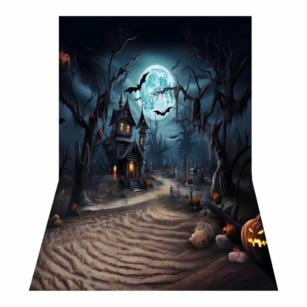 Painel Redondo 1,5x1,5m Halloween Bruxas Abobora Noite