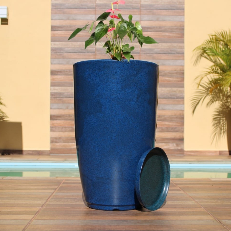 Vaso Para Planta Coluna Lisa Moderna N4 com Brilho 65cm