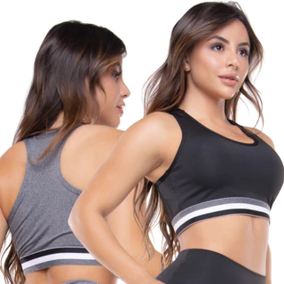 KIT 2 Top Nadador Reforçado Liso Básico Ginástica Academia Fitness
