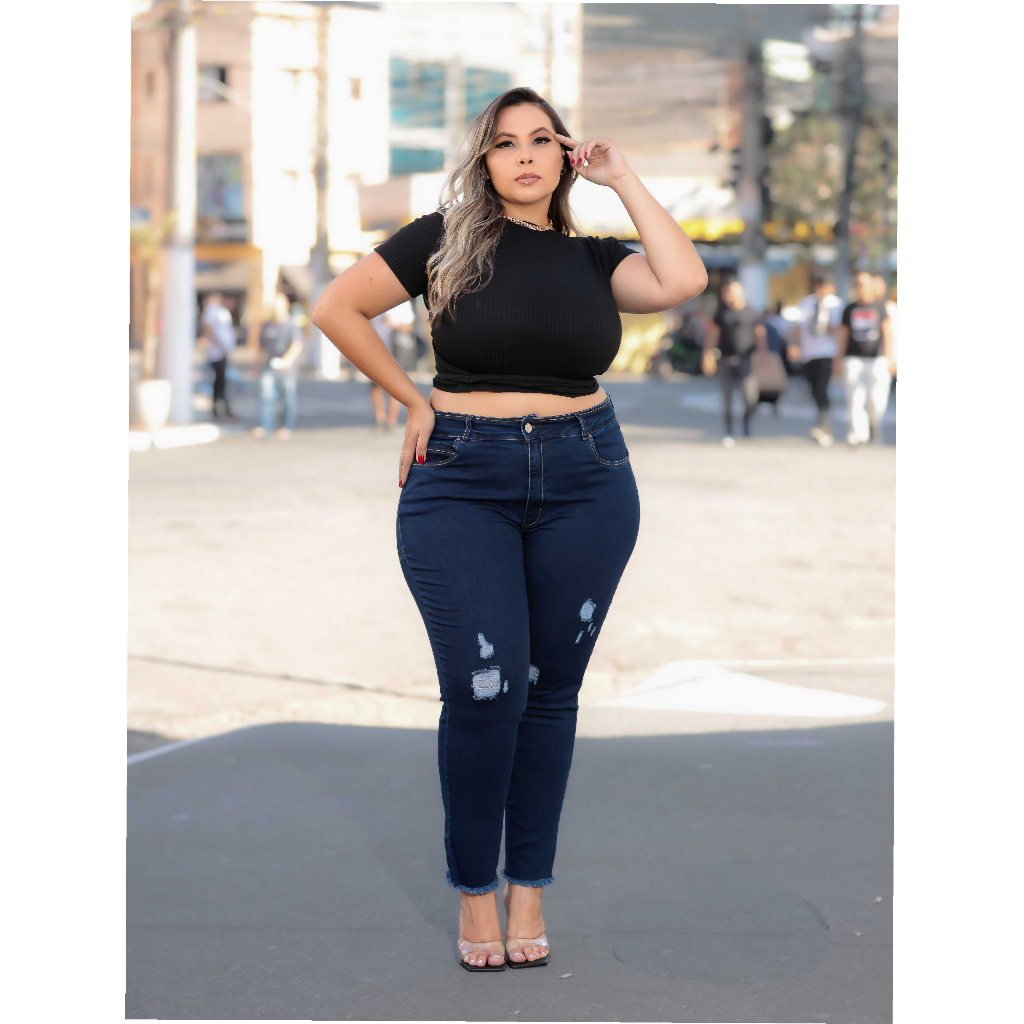 Calça Jeans Plus Size Skinny com elastano tamanhos 46 ao 60 (1003)