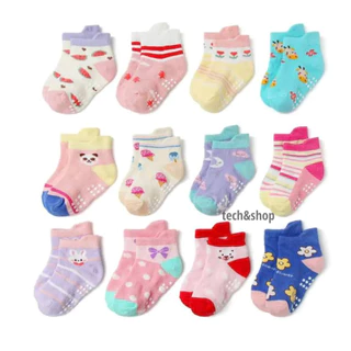 Kit 12 Pares Meias Menina Bebê c/ Antiderrapante 0 a 24 meses