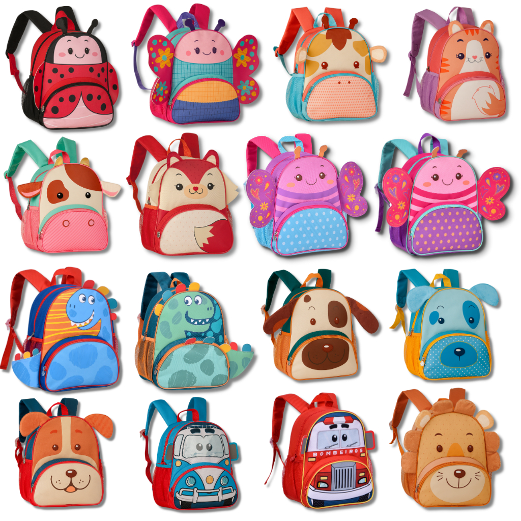 Mochila Infantil Feminina e Masculina Animais Clio Pets Original Diversos Desenhos