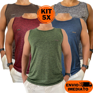 5 Camisas Masculinas Regata Malha Fria Kit Camisetas Dry Fit Academia