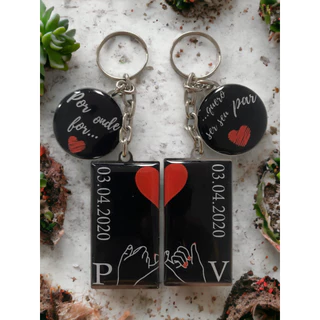 Chaveiro casal Personalizado Namorados amor metade coração