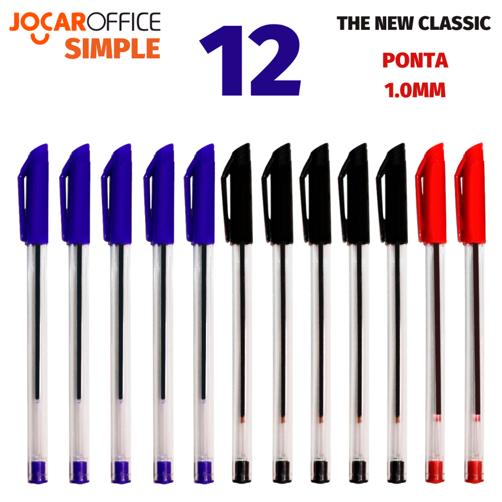 Kit Caneta Jocar Office Simple Ponta Média 1mm | Shopee Brasil