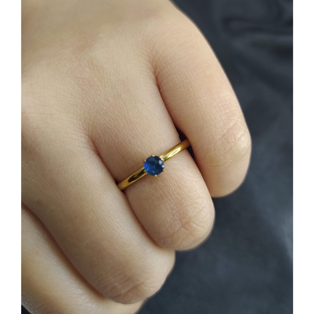 Anel Aço Inoxidável Dourado Pedra Zircônia Diversas Cores Hipoalergênico 2mm