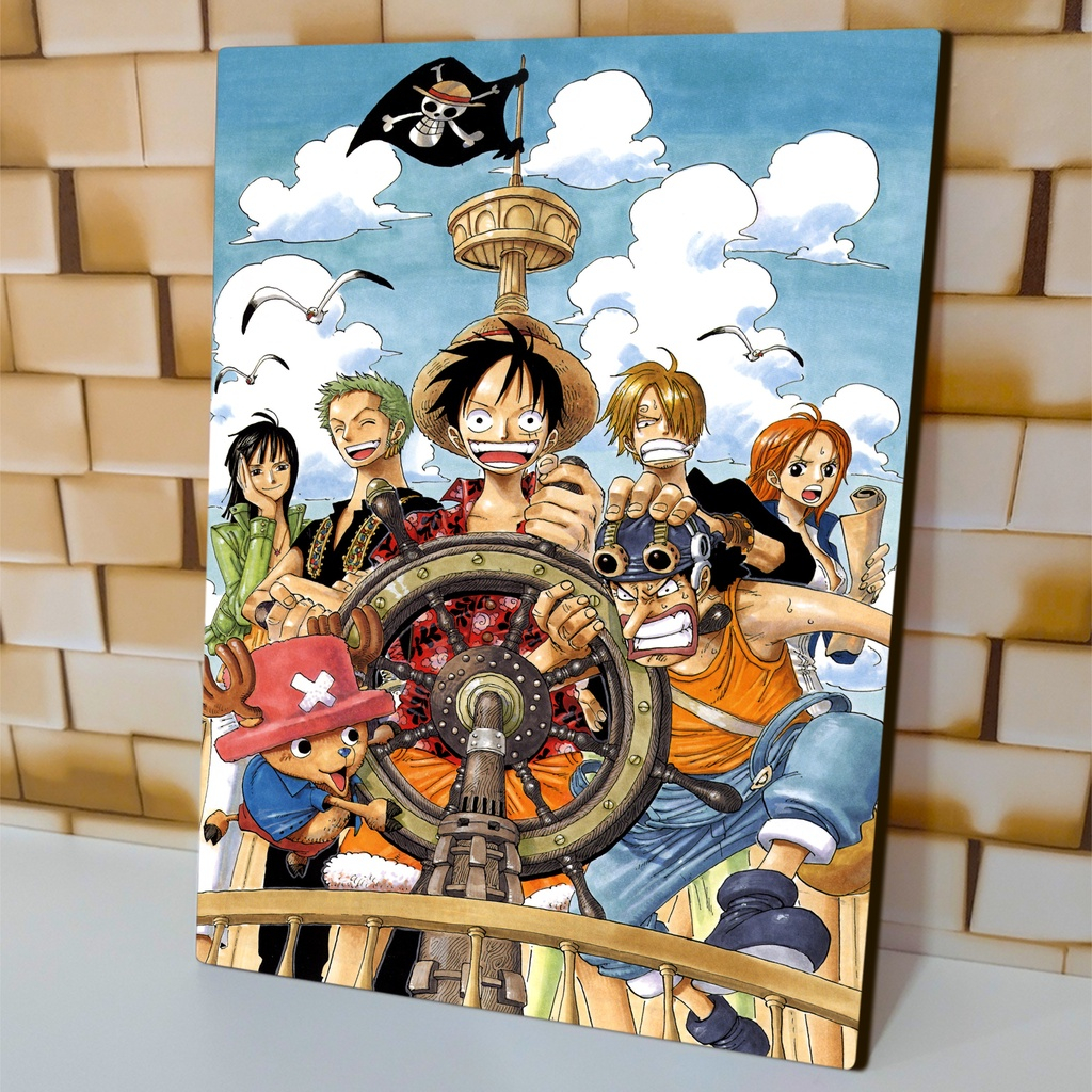 Quadro Luffy Gear 5 One Piece Anime com Moldura e Vidro A4