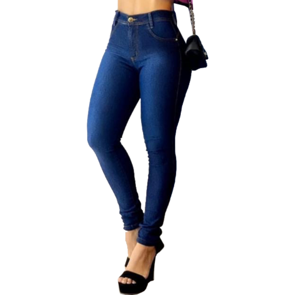 Calça Jeans Feminina Cintura Alta Com Lycra Flare Capri Cigarrete